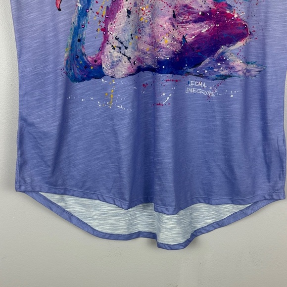 Leoma Lovegrove Artsy Short Dolman Sleeve Purple Swan T Shirt Size Large - Picture 7 of 10